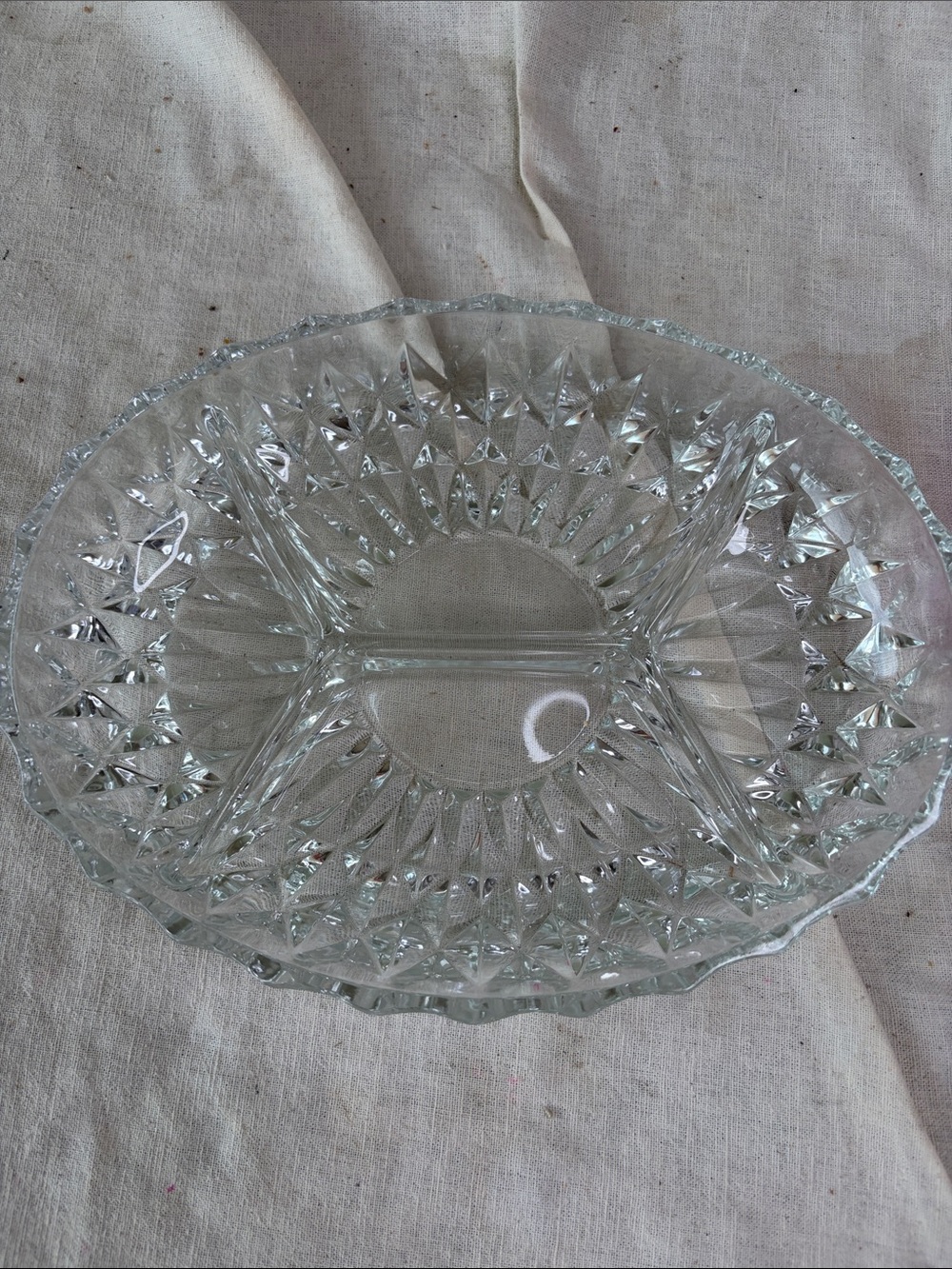 Clear Pressed Glass Divided Serving Dish